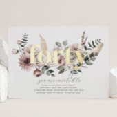 Invitation En Aluminium Quarante fleurs - 40e anniversaire - Or
