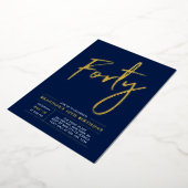 Invitation En Aluminium Quarante | Modern Gold Navy 40e fête d'anniversair (Rotation)