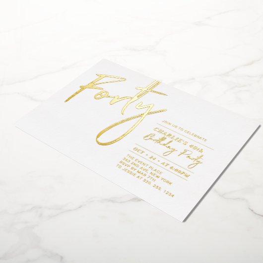 Invitation En Aluminium Quarante | Moderne Fête d'anniversaire 40 ans en o (Rotation)