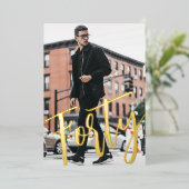 Invitation En Aluminium Quarante Noir Blanc Moderne 40e Anniversaire Soiré (Debout devant)