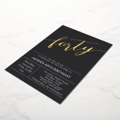 Invitation En Aluminium Quarante | Script moderne Black & Gold 40e anniver (Rotation)