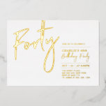 Invitation En Aluminium Quarante | Soirée Gold 40th<br><div class="desc">Célébrez votre journée spéciale avec cette élégante invitation à la fête du 40e anniversaire. Ce design présente un texte chic en feuille d'or "Quarante" avec une mise en page propre. Vous pouvez choisir la véritable couleur de tampon (or, argent, or Rose). D'autres conceptions et fournitures de fête sont disponibles à...</div>