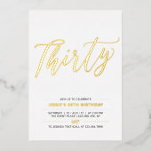 Invitation En Aluminium Quarante | Soirée moderne Gold & Black 30th Birthd (Recto)