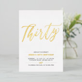 Invitation En Aluminium Quarante | Soirée moderne Gold & Black 30th Birthd (Debout devant)