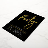Invitation En Aluminium Quarante | Soirée moderne Gold & Black 40th Birthd (Rotation)