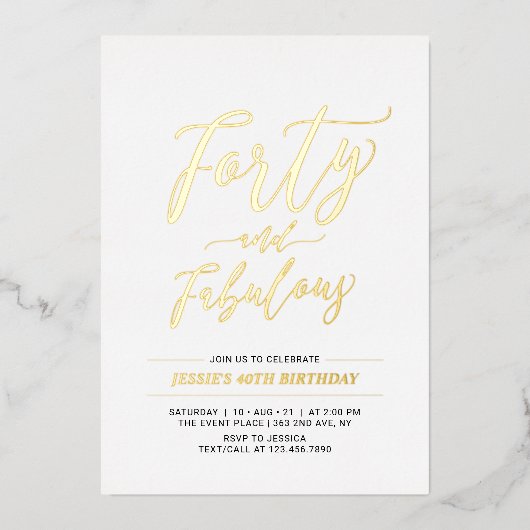 Invitation En Aluminium Quarty & Fabulous | Modern Gold 50th Birthday Part (Recto)