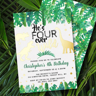 Invitation En Aluminium Quatre garçons dinosaures sauvages pour toujours 4
