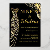 Invitation En Aluminium Quatre-vingt-dix et fabuleuse élégante robe d'or 9 (Recto)