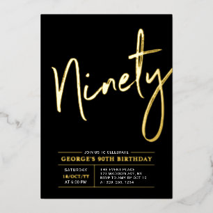 Invitation En Aluminium Quatre-vingt-dix   Fête d'anniversaire 90 ans Mode
