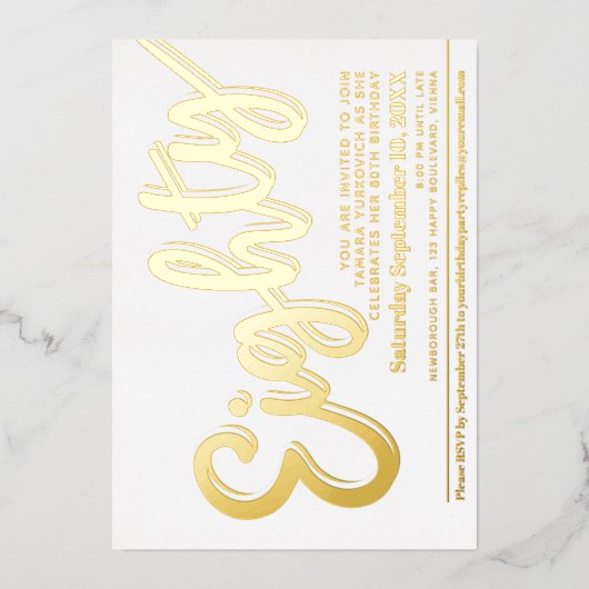 Invitation En Aluminium Quatre-vingt-dix fête d'anniversaire blanche avec (Recto)