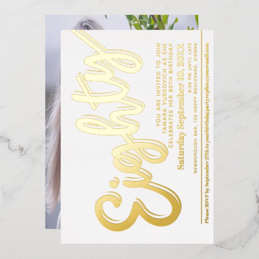Invitation En Aluminium Quatre-vingt-dix fête d'anniversaire blanche avec  (Recto/Verso)