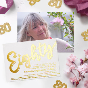 Invitation En Aluminium Quatre-vingt-dix fête d'anniversaire blanche avec