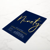 Invitation En Aluminium Quatre-vingts | Modern Gold Navy 90e fête d'annive (Rotation)