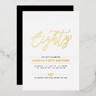 Invitation En Aluminium Quatre-vingts Moderne Fête d'anniversaire simple