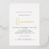 Invitation En Aluminium Quinceanera 15e anniversaire de fête Script Blanc  (Recto)