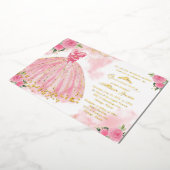 Invitation En Aluminium Quinceanera à fleurs roses chaudes (Rotation)