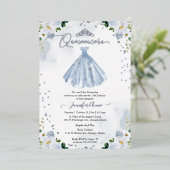 Invitation En Aluminium Quinceanera bleu pâle (Debout devant)