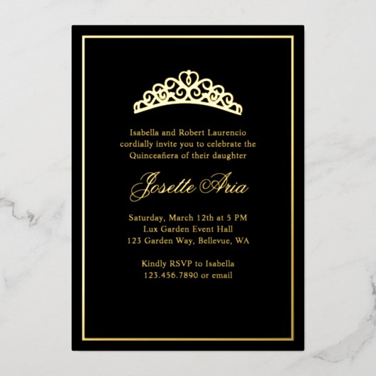 Invitation En Aluminium Quinceanera classique simple et élégante (Recto)