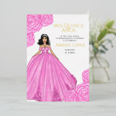 Invitation En Aluminium Quinceanera en espagnol rose (Debout devant)