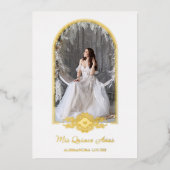 Invitation En Aluminium Quinceañera Espagnol Fancy Golden Arch Effet photo (Recto)