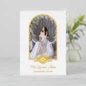 Invitation En Aluminium Quinceañera Espagnol Fancy Golden Arch Effet photo (Debout devant)