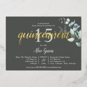 Invitation En Aluminium Quinceanera Feuille de Boho Eucalyptus (Recto)