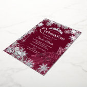 Invitation En Aluminium Quinceanera, flocon de neige d'hiver de Bourgogne (Rotation)