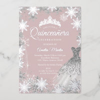 Quinceanera Flocon de Neige Rose Poussiéreux Argen