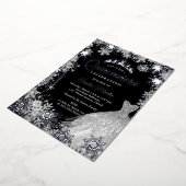 Invitation En Aluminium Quinceanera, flocon d'hiver noir en argent (Rotation)