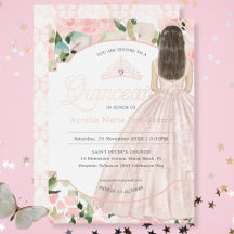Quinceañera floral aquarelle papillon rose poudrée