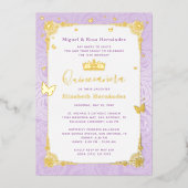 Invitation En Aluminium Quinceañera Princess Lilac Floral pourpre (Recto)