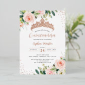 Invitation En Aluminium Quinceanera rose d'or (Debout devant)