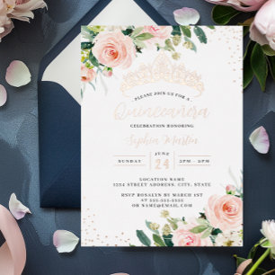 Invitation En Aluminium Quinceanera rose d'or
