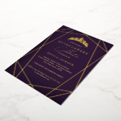 Invitation En Aluminium Quinceanera violette géométrique or élégant (Rotation)