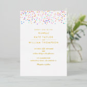 Invitation En Aluminium Rainbow Confetti Photo Mariage Gold (Debout devant)