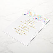 Invitation En Aluminium Rainbow Confetti Photo Mariage Gold (Rotation)
