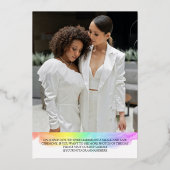 Invitation En Aluminium Rainbow Gold Brush Script Let's Party Photo (Verso)