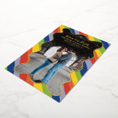 Invitation En Aluminium Rainbow Squiggle Mariage moderne Enregistrer la da (Rotation)