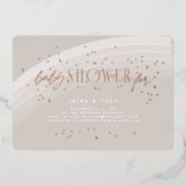Invitation En Aluminium Rainbow Stars Baby shower moderne Rose Gold Pressé (Recto)