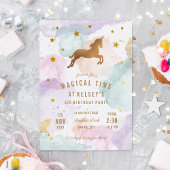 Invitation En Aluminium Rainbow Unicorn fête d'anniversaire
