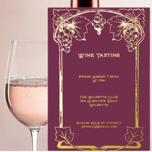 Invitation En Aluminium Raisin d'invitation élégant Art nouveau sous feuil