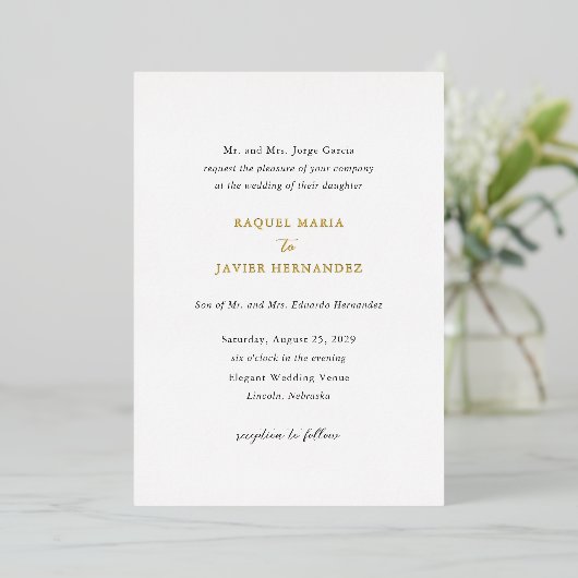Invitation En Aluminium Raquel Classic Mariage élégant (Debout devant)