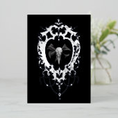 Invitation En Aluminium Raven Skull Silver Frame Goth Wedding (Debout devant)