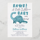 Invitation En Aluminium Rawr Un Petit Bébé Mignonne Sur Le Chemin Dinosaur (Recto)