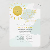 Invitation En Aluminium Ray of Sunshine Nuages Baby shower neutre entre le (Recto)