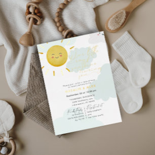 Invitation En Aluminium Ray of Sunshine Nuages Baby shower neutre entre le