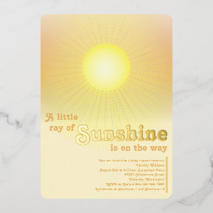 Invitation En Aluminium Rayon de Soleil Bébé Fête Dorée