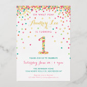 Invitation En Aluminium Real Foil 1er Anniversaire Invitations, Pink Confe (Recto)