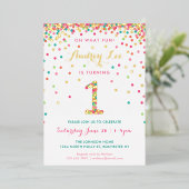 Invitation En Aluminium Real Foil 1er Anniversaire Invitations, Pink Confe (Debout devant)