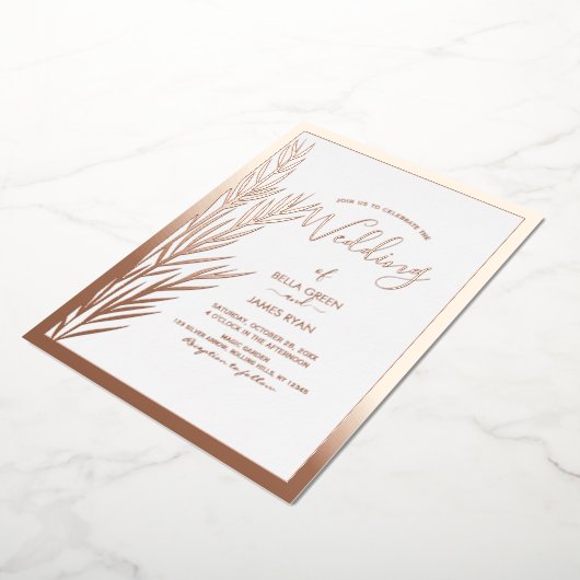 Invitation En Aluminium Real Foil Elegant Pampas Grass Mariage photo (Rotation)
